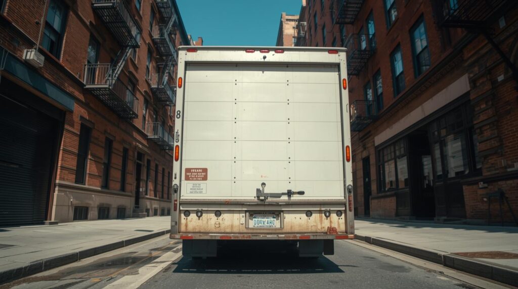 Isuzu cab-over box truck navigating tight delivery routes