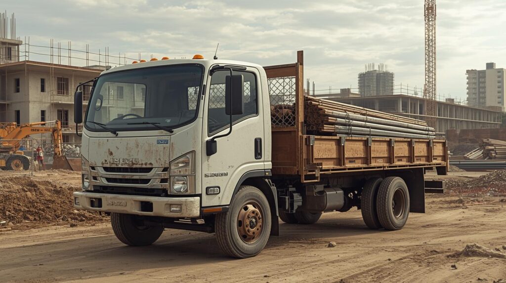 Isuzu flatbed truck used for commercial work