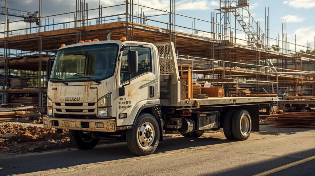 Isuzu flatbed truck used for commercial work in Florida