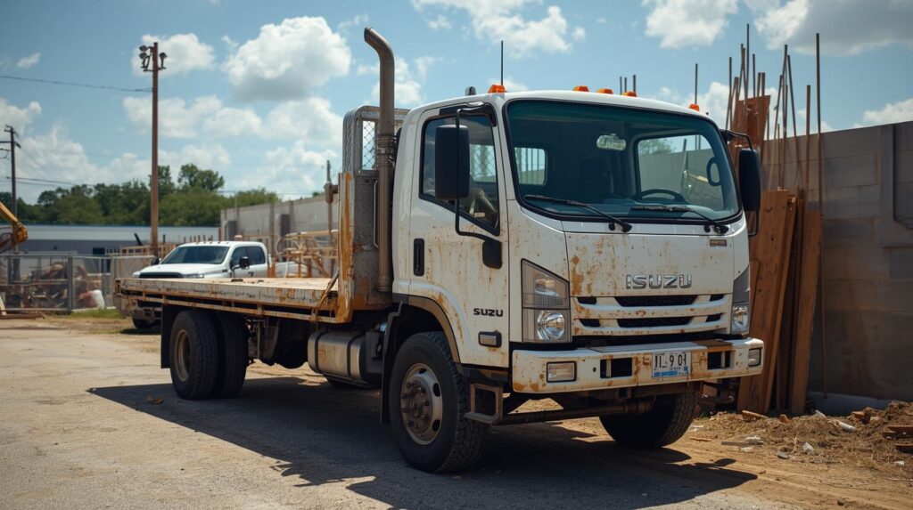 Isuzu flatbed truck used for commercial work in Florida