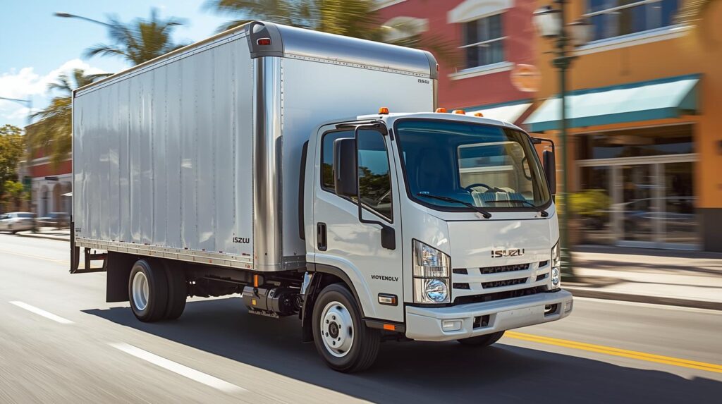 Isuzu box trucks for delivery Florida operating in urban routes