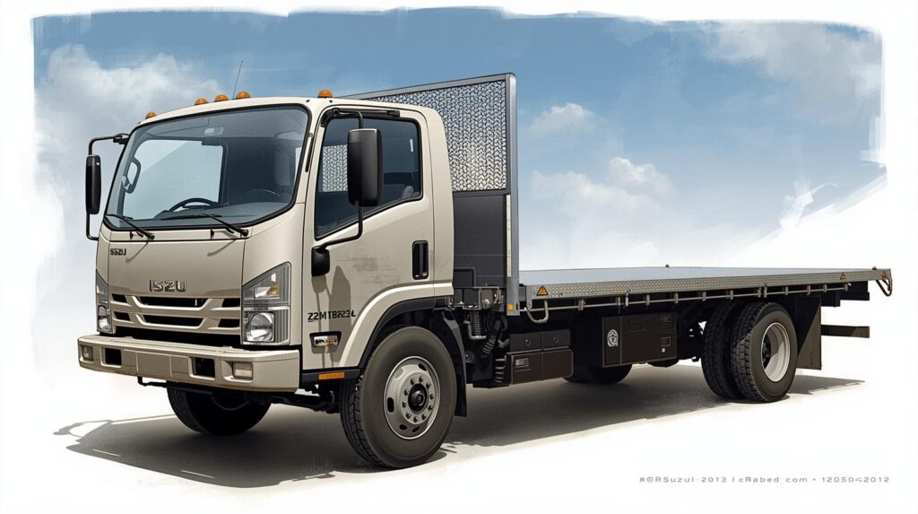 Isuzu flatbed truck payload capacity and GVWR diagram